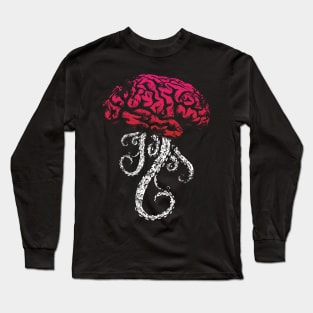 Horror Brain - Red and White Long Sleeve T-Shirt